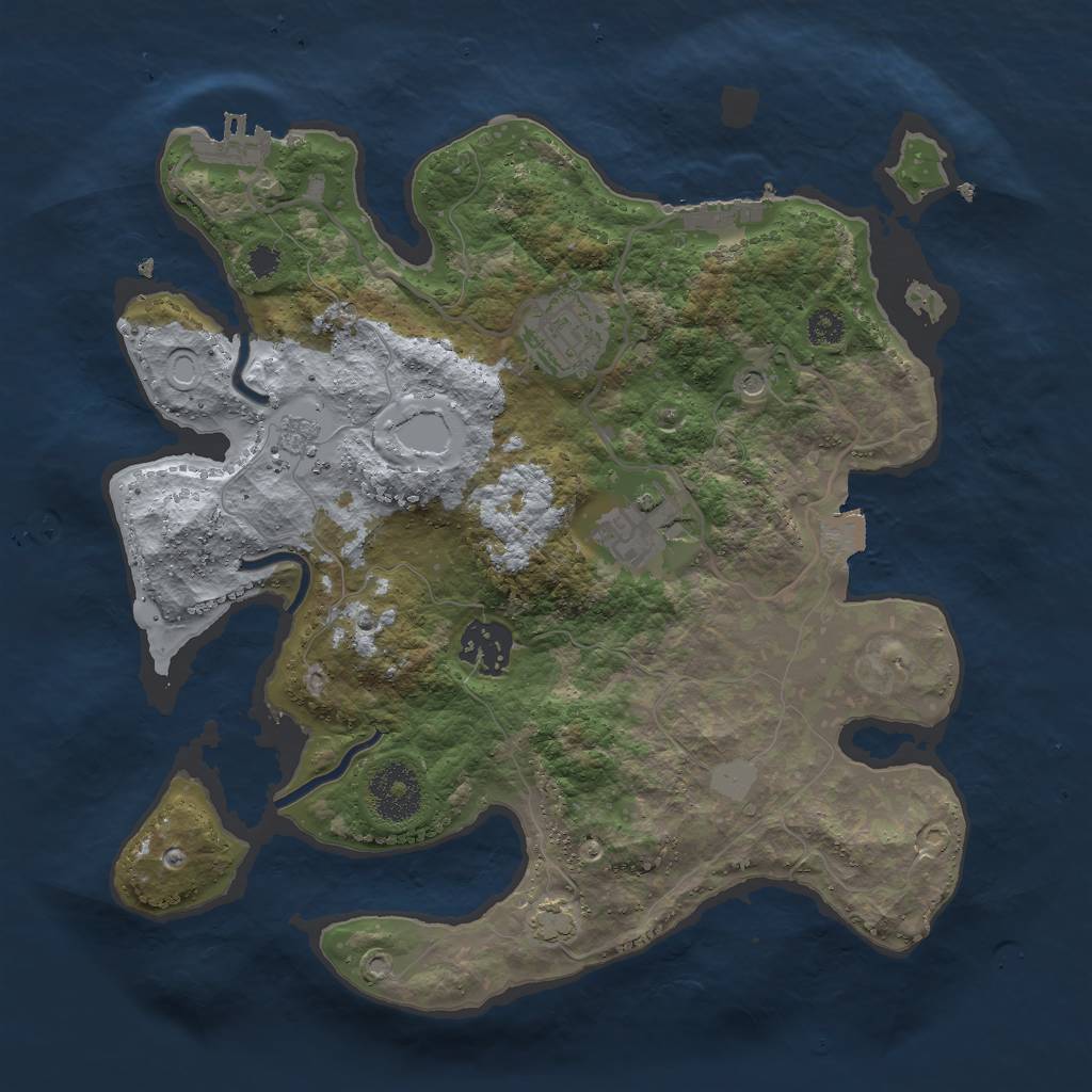 Rust Map: Procedural Map, Size: 3000, Seed: 25585, 11 Monuments