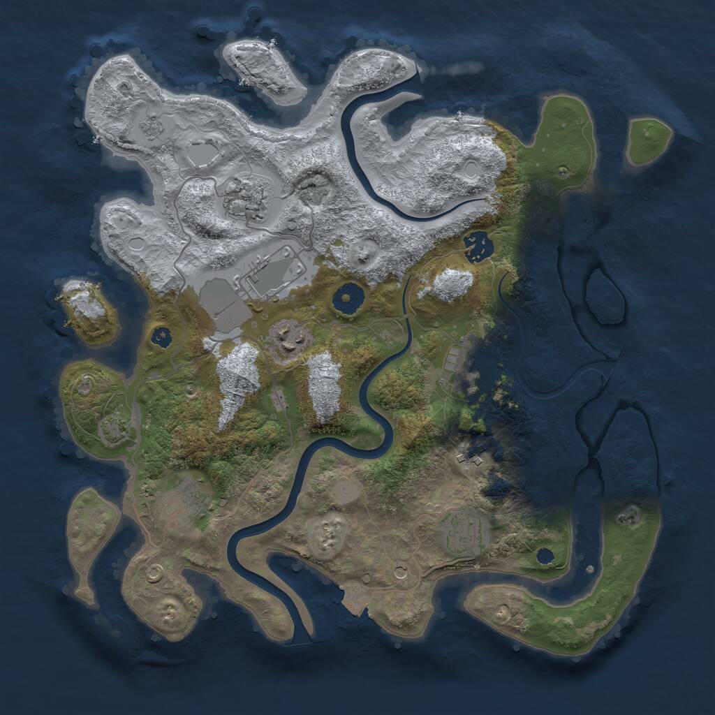 Rust Map: Procedural Map, Size: 3500, Seed: 1184981360, 12 Monuments