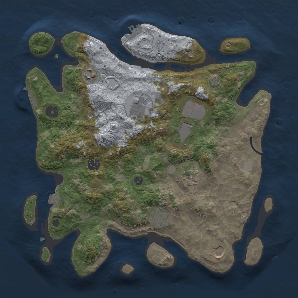 Rust Map: Procedural Map, Size: 3500, Seed: 303743338, 15 Monuments