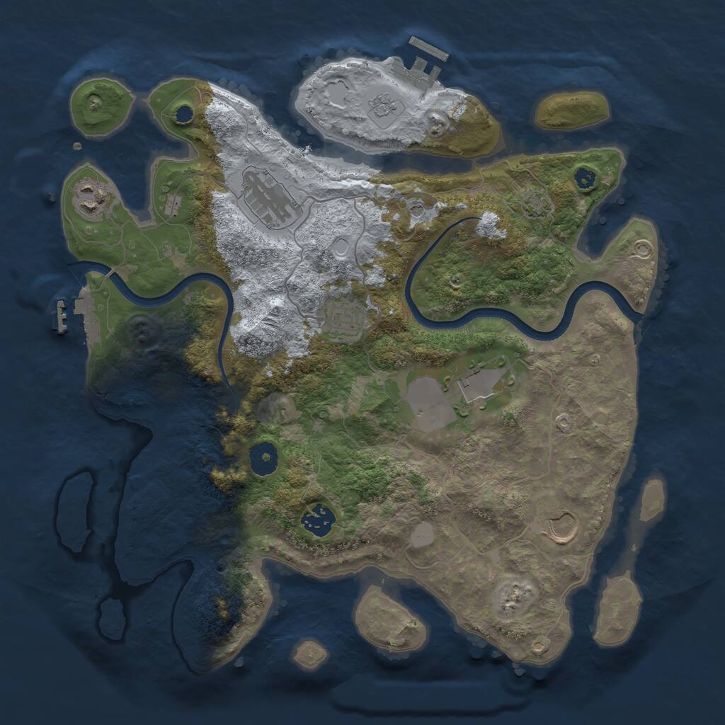Rust Map: Procedural Map, Size: 3500, Seed: 303743338, 12 Monuments