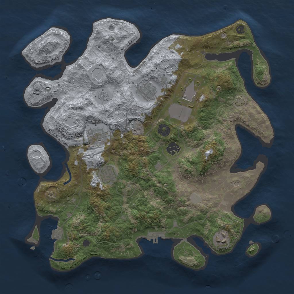 Rust Map: Procedural Map, Size: 3500, Seed: 324573452, 14 Monuments