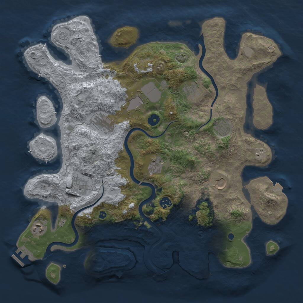 Rust Map: Procedural Map, Size: 3950, Seed: 86976873, 15 Monuments