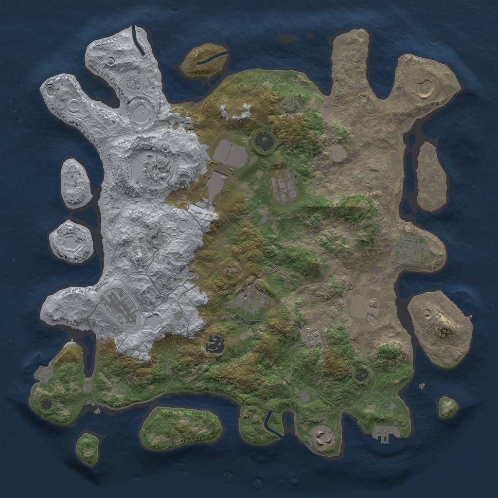 Rust Map: Procedural Map, Size: 3950, Seed: 86976873, 19 Monuments