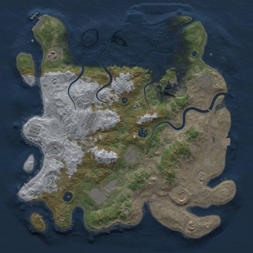 Rust Map: Procedural Map, Size: 3950, Seed: 95653586, 16 Monuments
