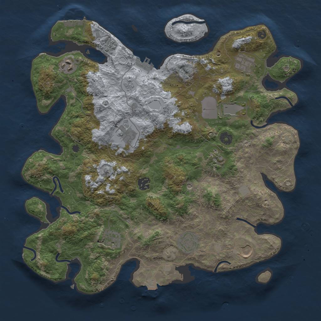 Rust Map: Procedural Map, Size: 3750, Seed: 61778028, 18 Monuments