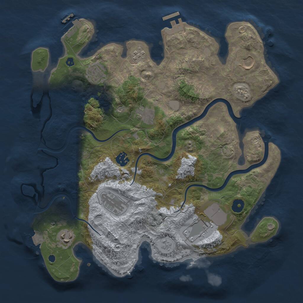 Rust Map: Procedural Map, Size: 3500, Seed: 604108847, 14 Monuments