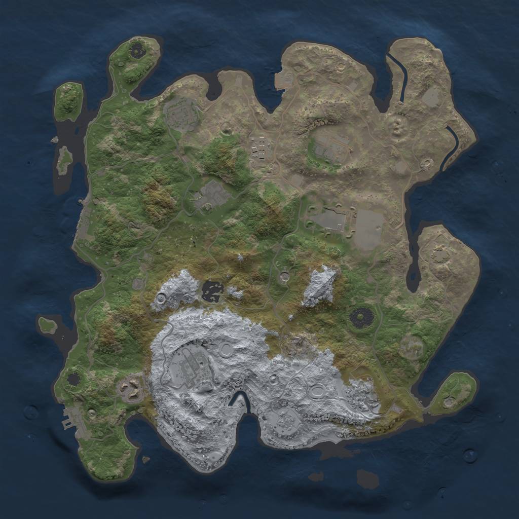 Rust Map: Procedural Map, Size: 3500, Seed: 604108847, 17 Monuments