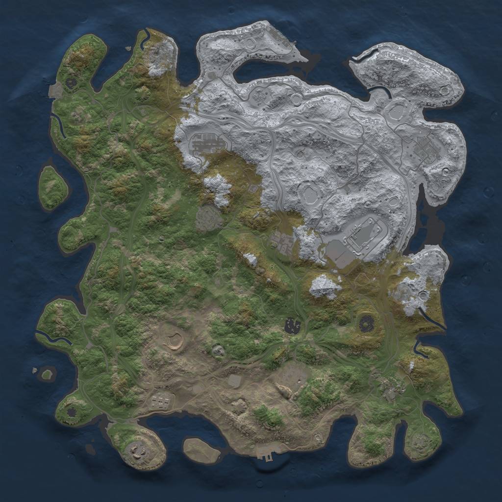 Rust Map: Procedural Map, Size: 4500, Seed: 1320115475, 19 Monuments