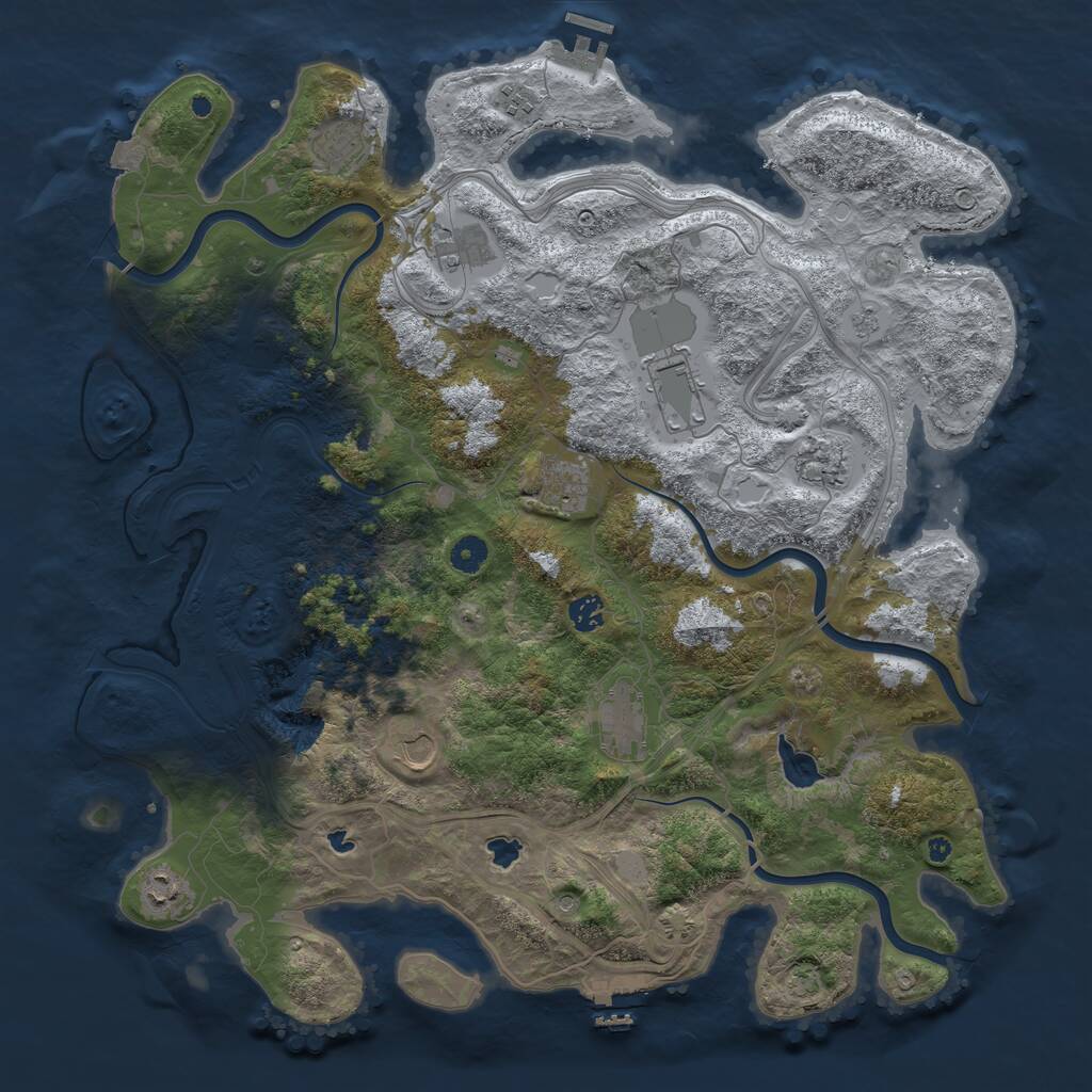 Rust Map: Procedural Map, Size: 4500, Seed: 1320115475, 16 Monuments