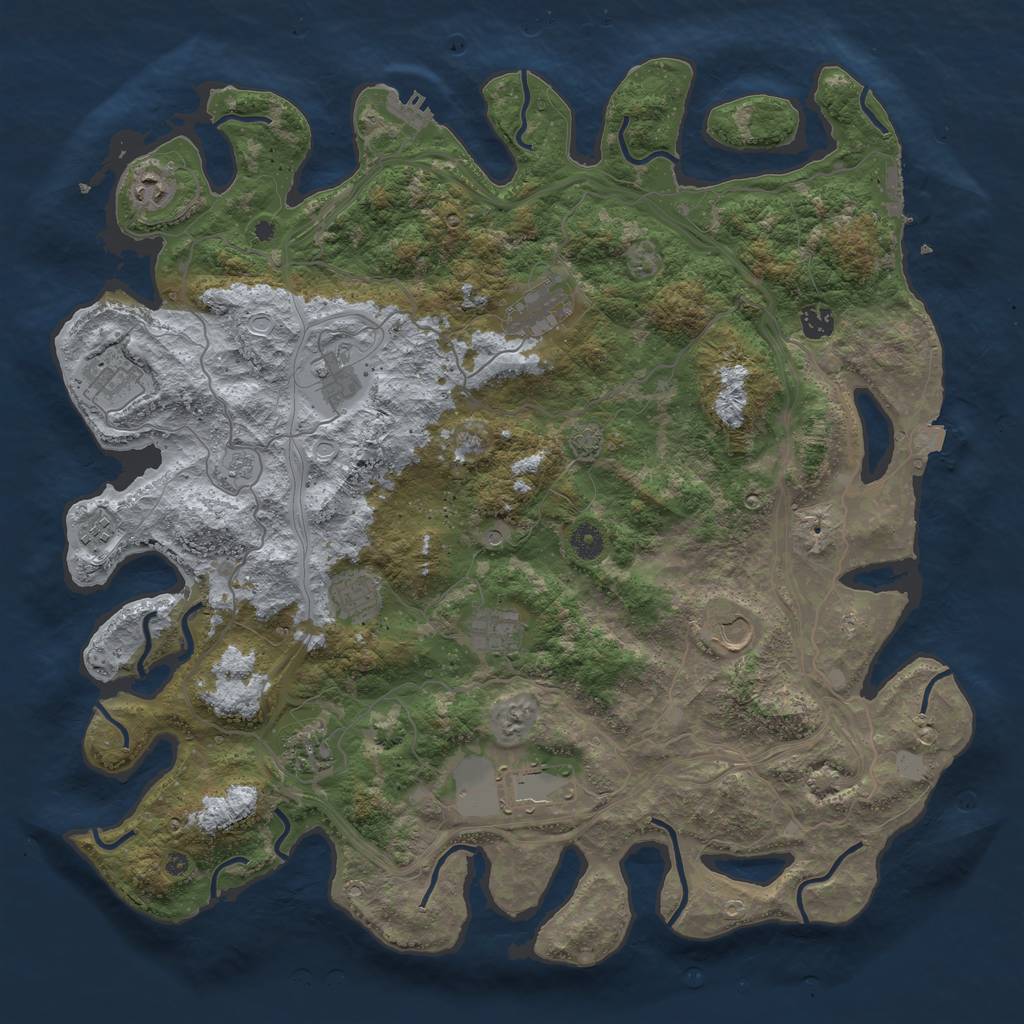 Rust Map: Procedural Map, Size: 4500, Seed: 887943910, 19 Monuments