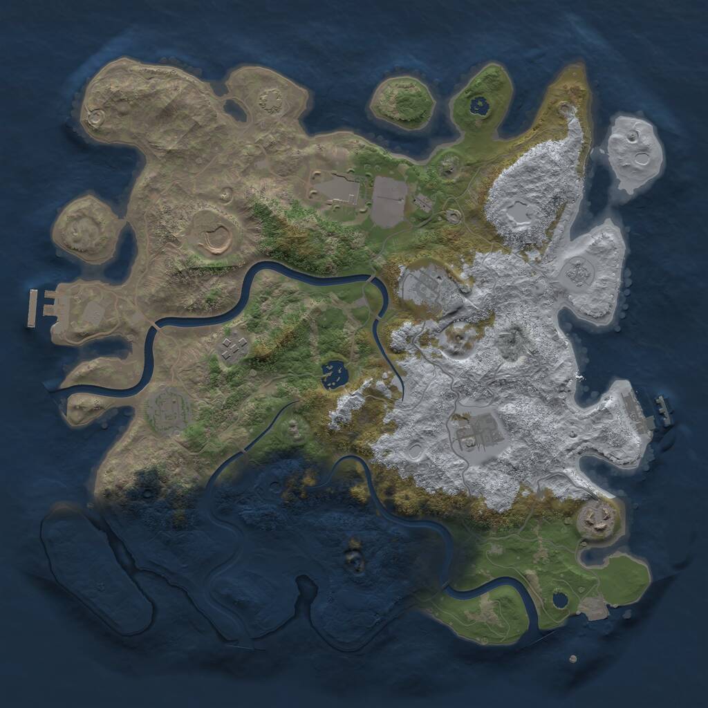 Rust Map: Procedural Map, Size: 3750, Seed: 884180376, 14 Monuments
