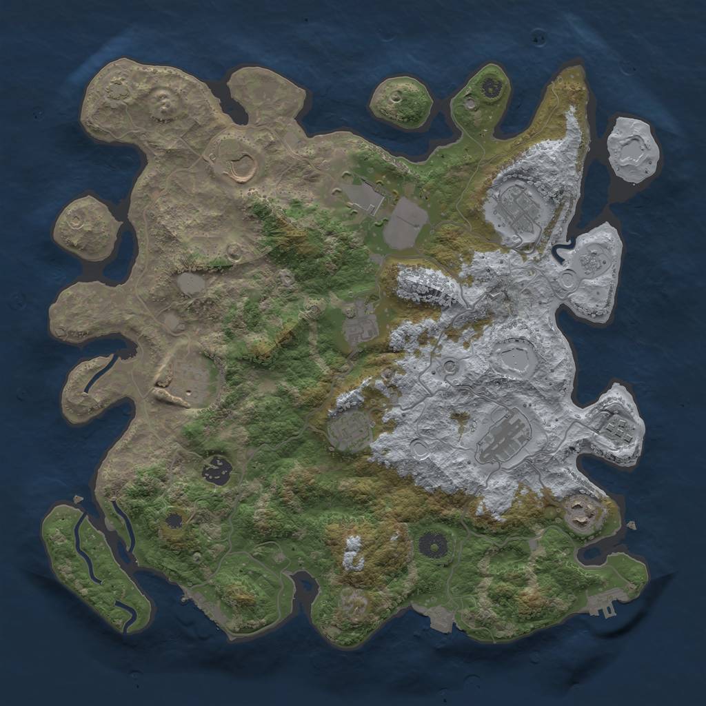 Rust Map: Procedural Map, Size: 3750, Seed: 884180376, 18 Monuments