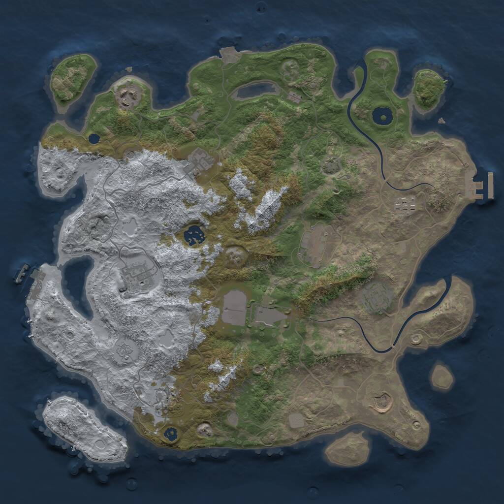Rust Map: Procedural Map, Size: 3800, Seed: 8765, 16 Monuments