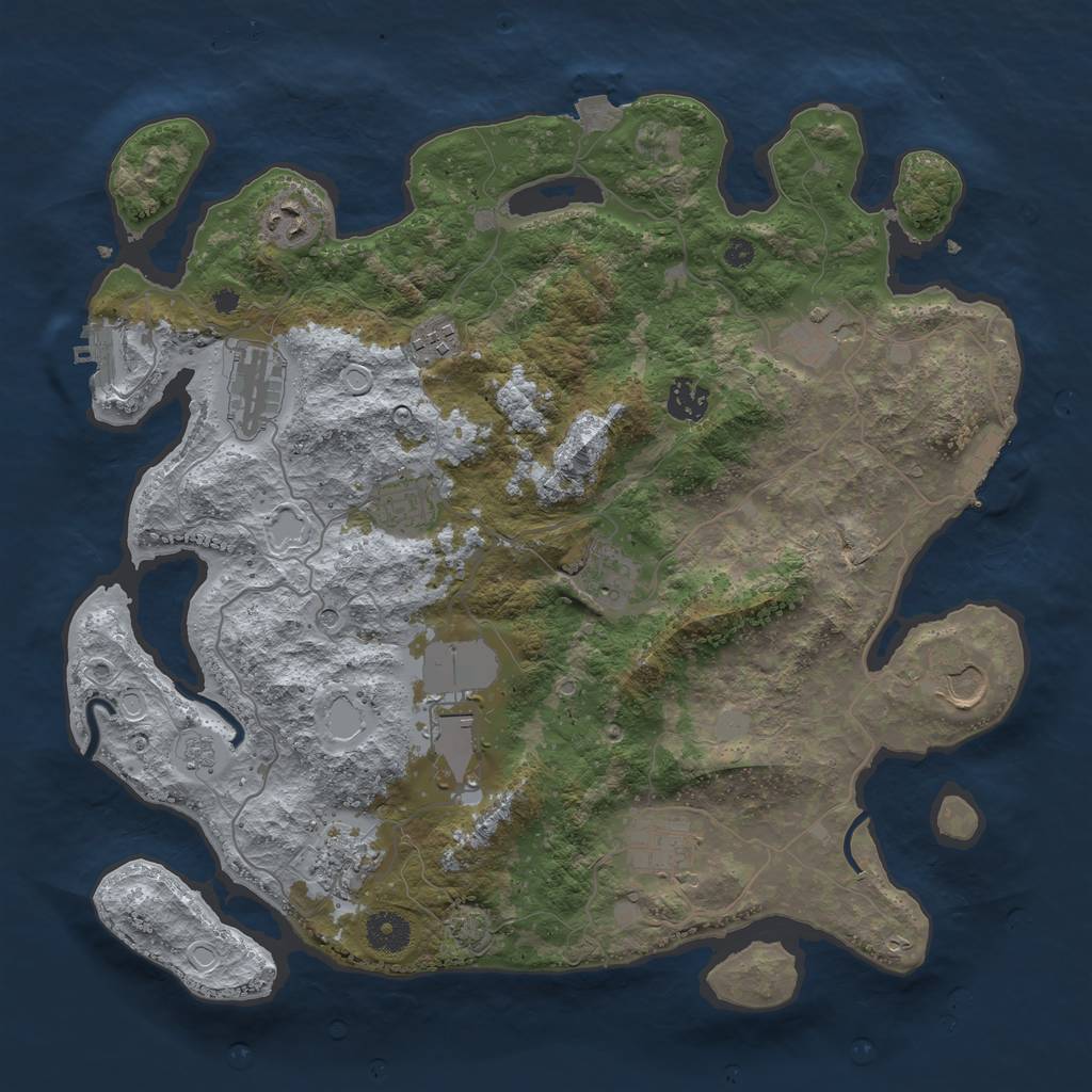 Rust Map: Procedural Map, Size: 3800, Seed: 8765, 19 Monuments