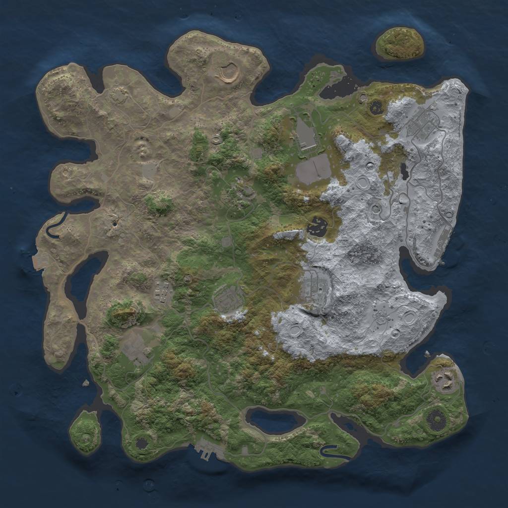 Rust Map: Procedural Map, Size: 3750, Seed: 759383414, 18 Monuments