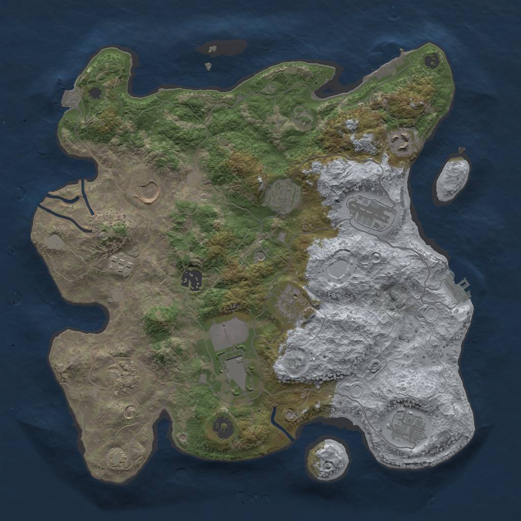 Rust Map: Procedural Map, Size: 3600, Seed: 81718608, 18 Monuments