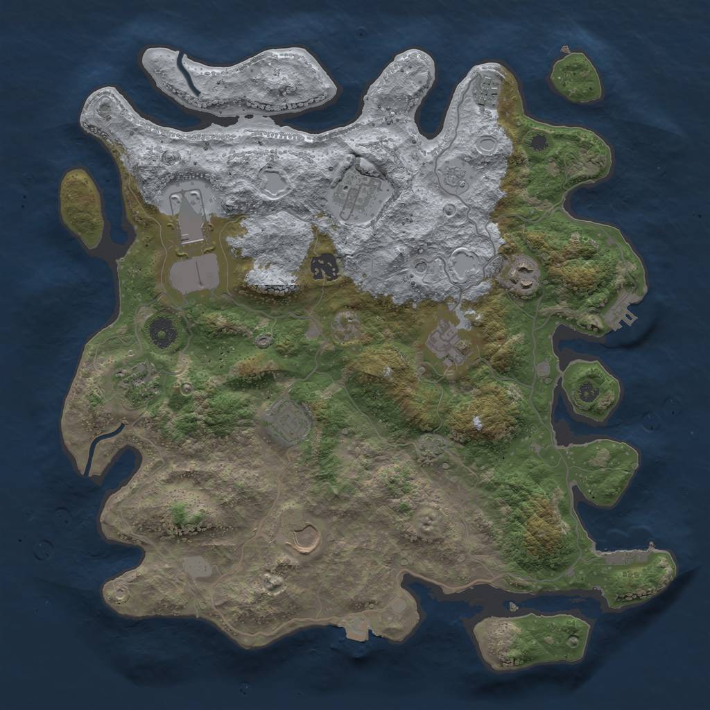 Rust Map: Procedural Map, Size: 3700, Seed: 289942840, 17 Monuments