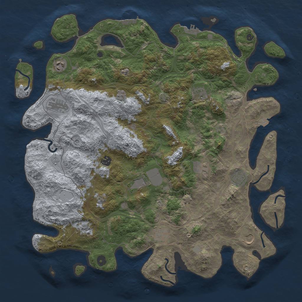 Rust Map: Procedural Map, Size: 4500, Seed: 2527, 19 Monuments