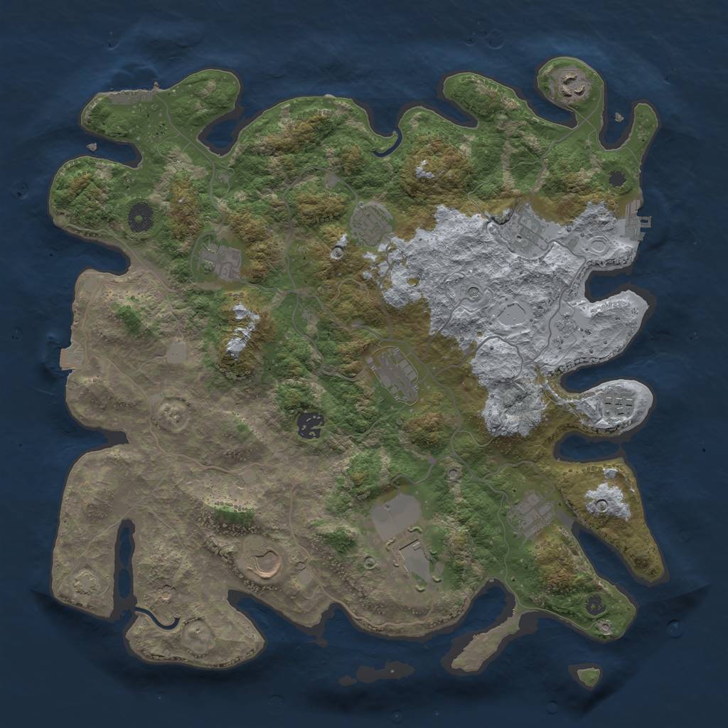 Rust Map: Procedural Map, Size: 3900, Seed: 69942697, 18 Monuments
