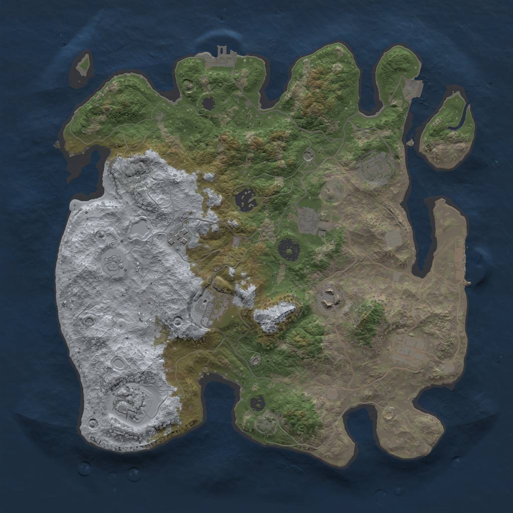 Rust Map: Procedural Map, Size: 3450, Seed: 48554449, 16 Monuments