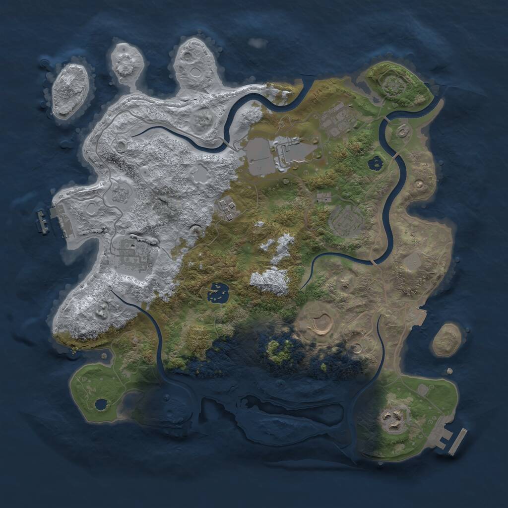 Rust Map: Procedural Map, Size: 3500, Seed: 32511, 14 Monuments