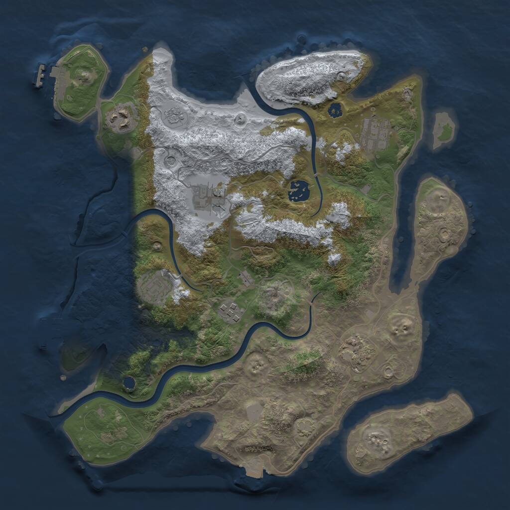 Rust Map: Procedural Map, Size: 3450, Seed: 22199611, 13 Monuments