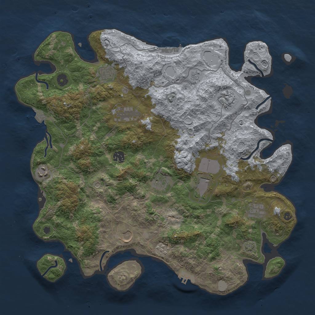 Rust Map: Procedural Map, Size: 4000, Seed: 135709032, 18 Monuments