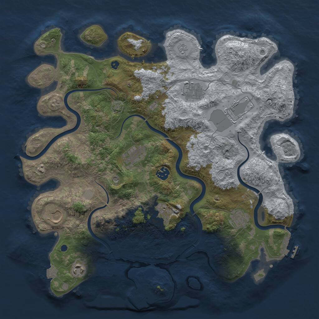 Rust Map: Procedural Map, Size: 3850, Seed: 83441092, 15 Monuments