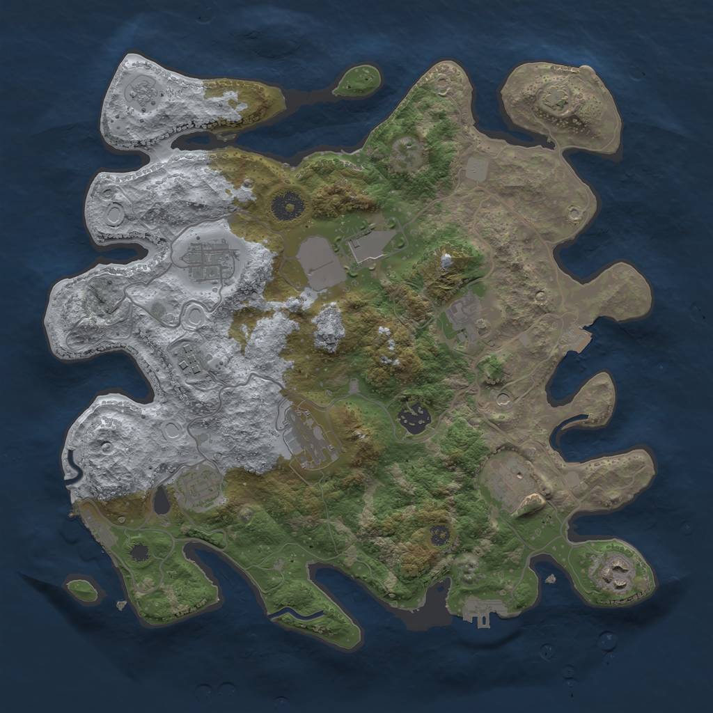 Rust Map: Procedural Map, Size: 3500, Seed: 805771983, 17 Monuments