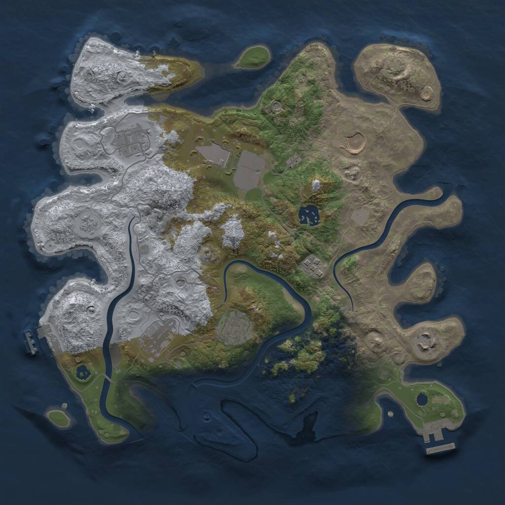 Rust Map: Procedural Map, Size: 3500, Seed: 805771983, 14 Monuments