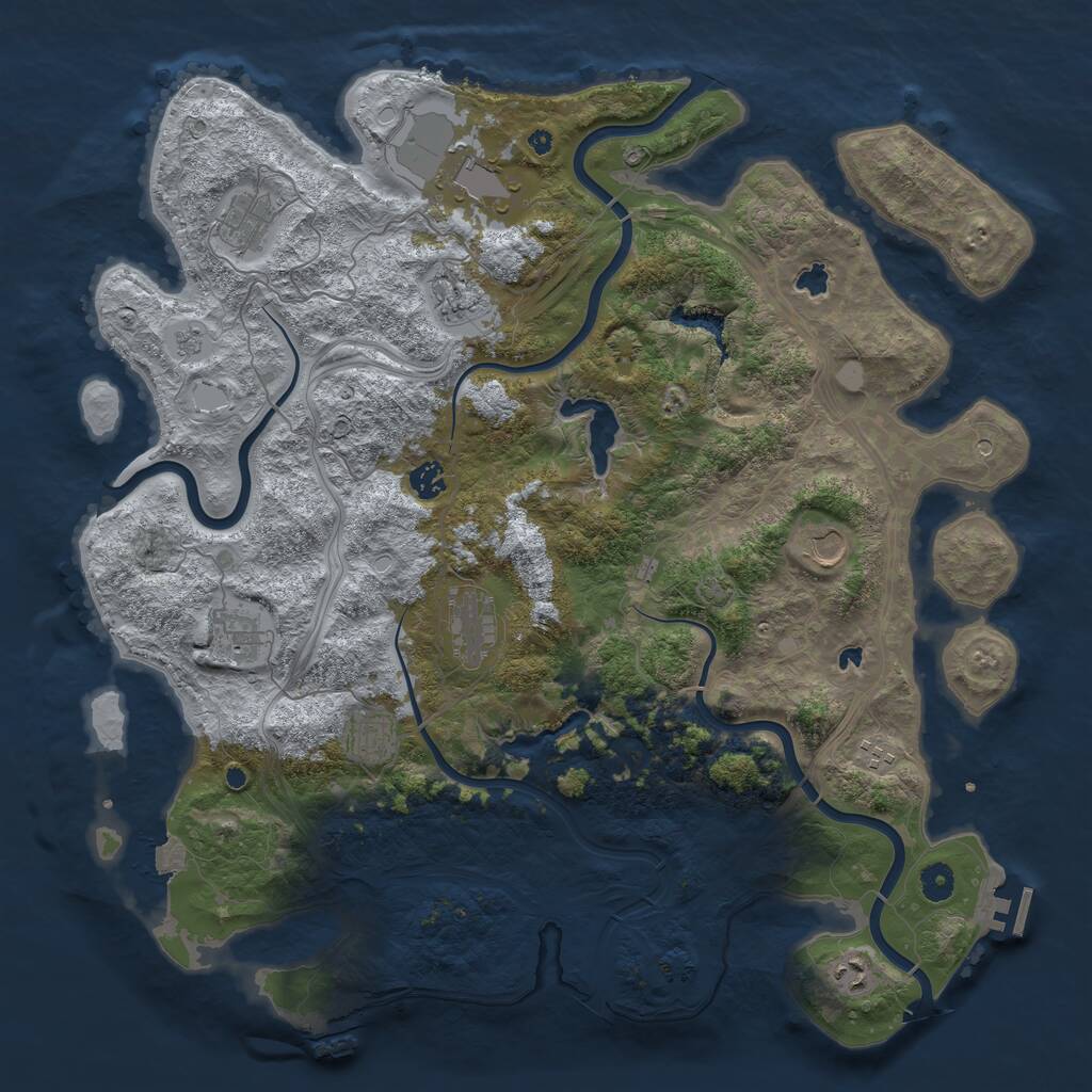 Rust Map: Procedural Map, Size: 4500, Seed: 8712, 16 Monuments