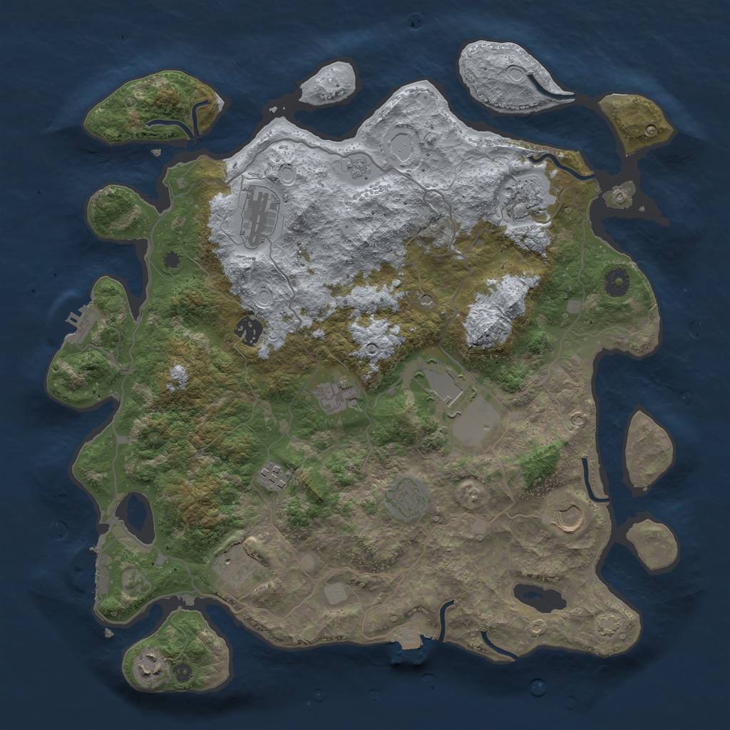 Rust Map: Procedural Map, Size: 4000, Seed: 14383, 18 Monuments