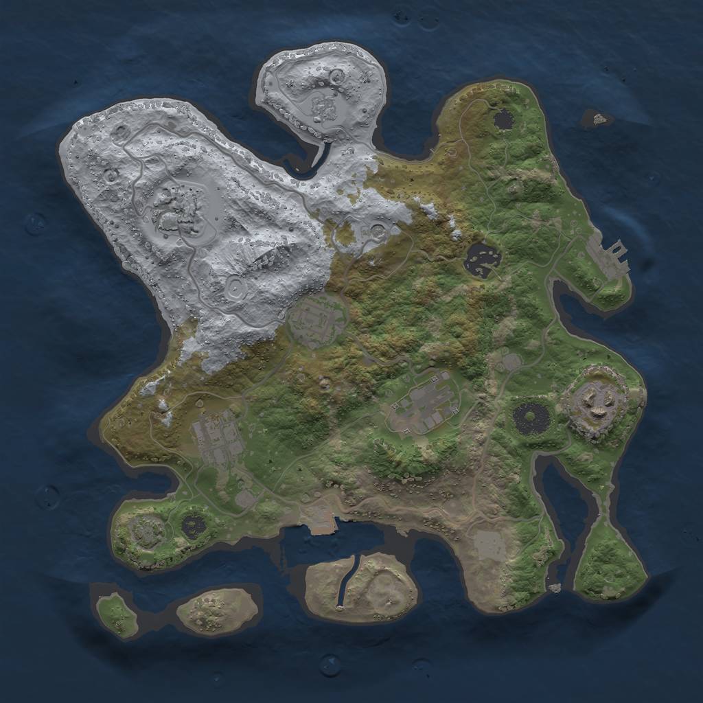 Rust Map: Procedural Map, Size: 3000, Seed: 2100874748, 13 Monuments