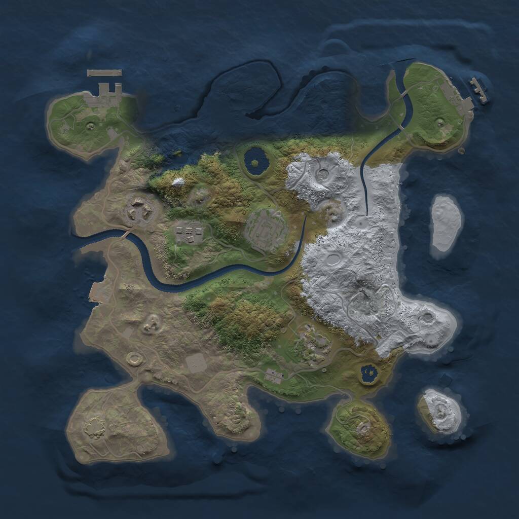Rust Map: Procedural Map, Size: 3000, Seed: 1003201, 9 Monuments
