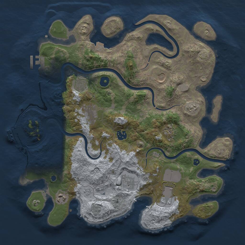 Rust Map: Procedural Map, Size: 3700, Seed: 83210804, 15 Monuments