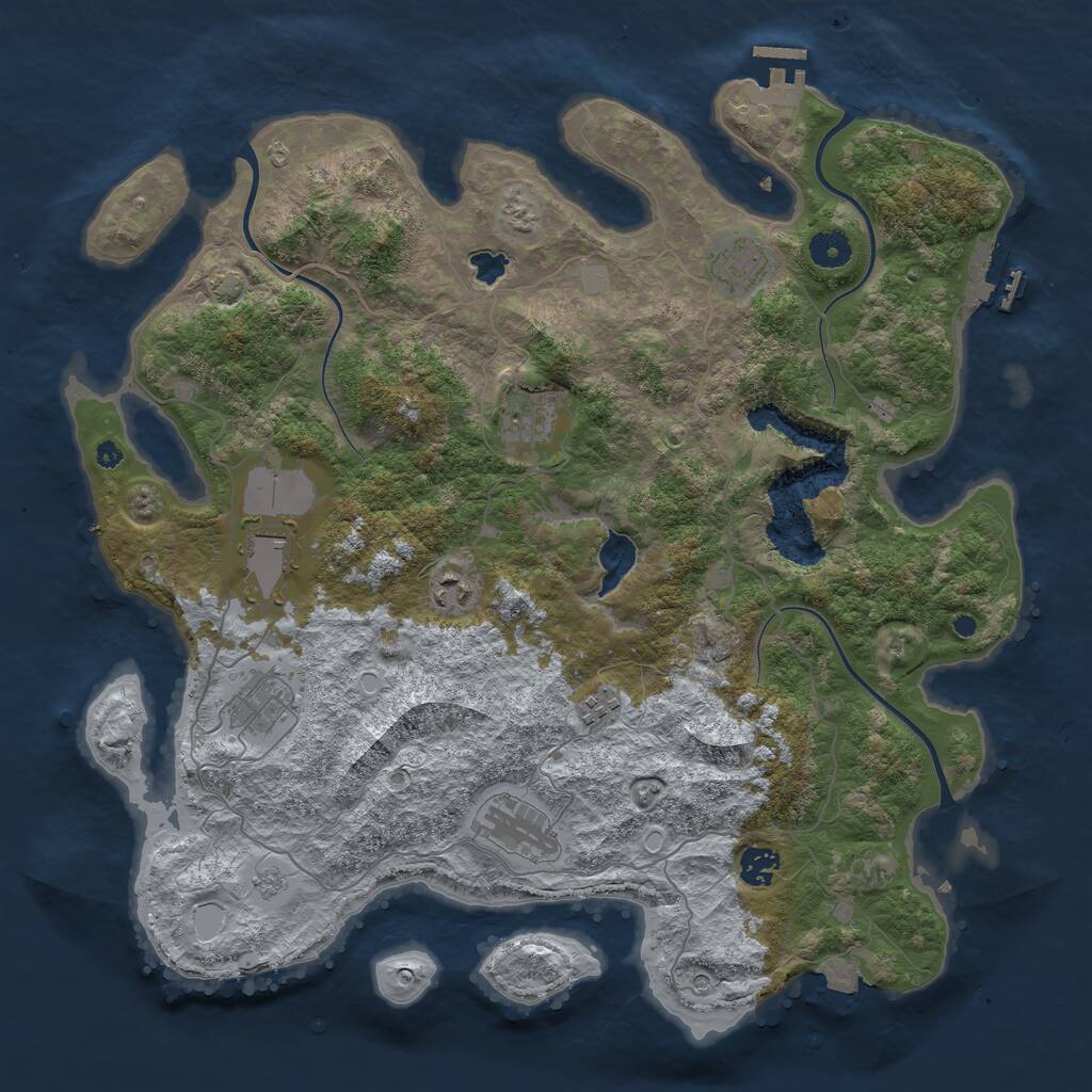 Rust Map: Procedural Map, Size: 4100, Seed: 54070004, 14 Monuments