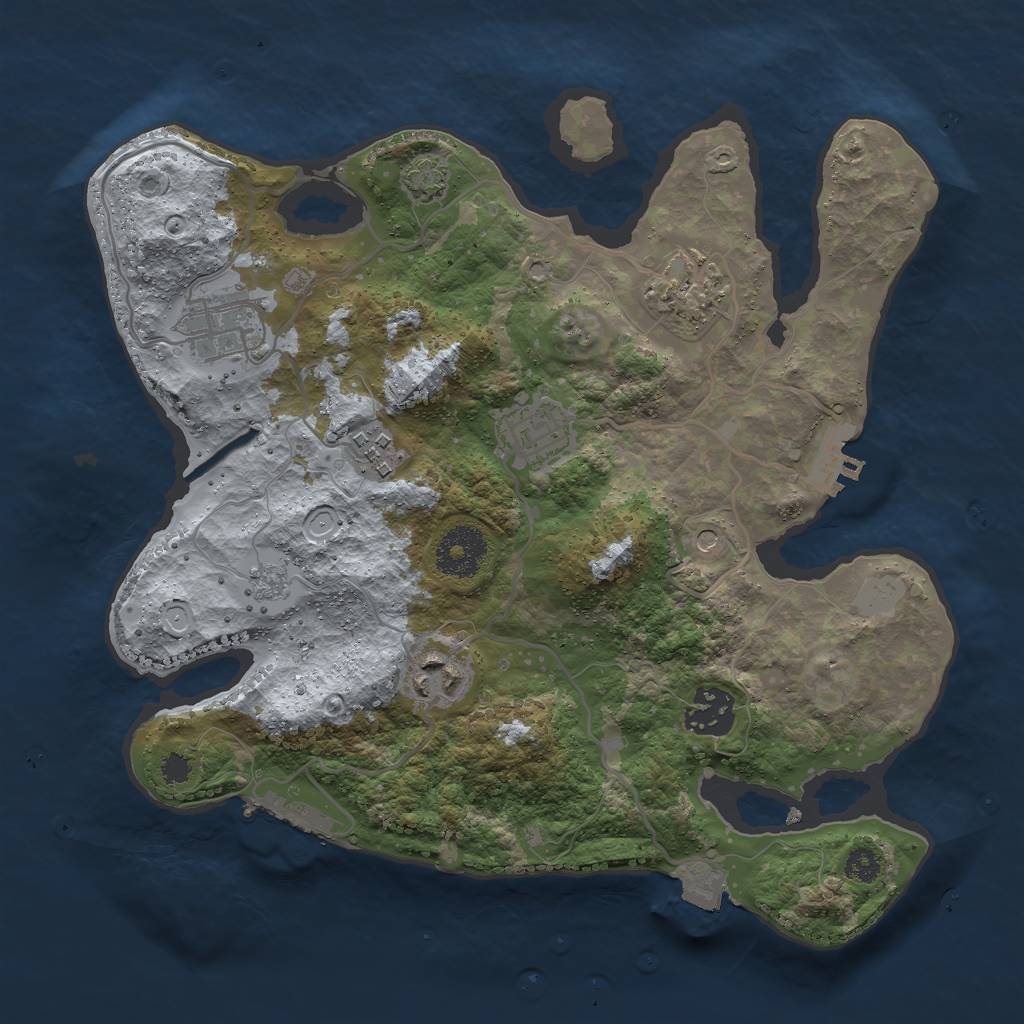 Rust Map: Procedural Map, Size: 3000, Seed: 995973356, 14 Monuments