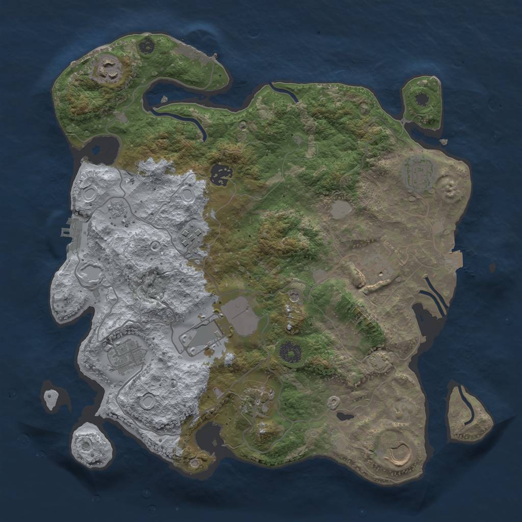 Rust Map: Procedural Map, Size: 3500, Seed: 55794925, 17 Monuments