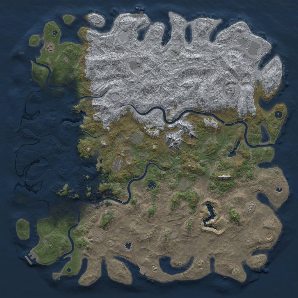 Rust Map: Procedural Map, Size: 6000, Seed: 192802, 17 Monuments