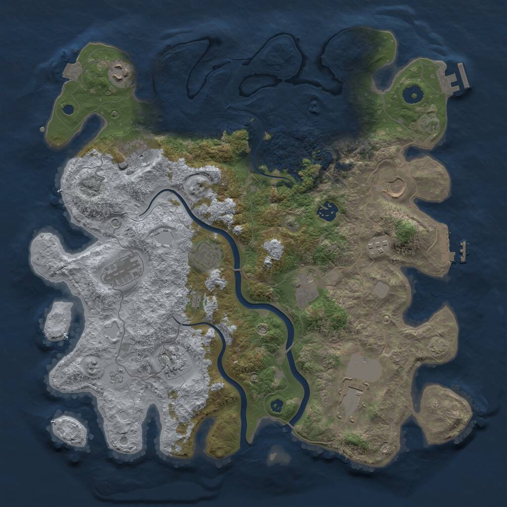Rust Map: Procedural Map, Size: 3900, Seed: 61332493, 16 Monuments