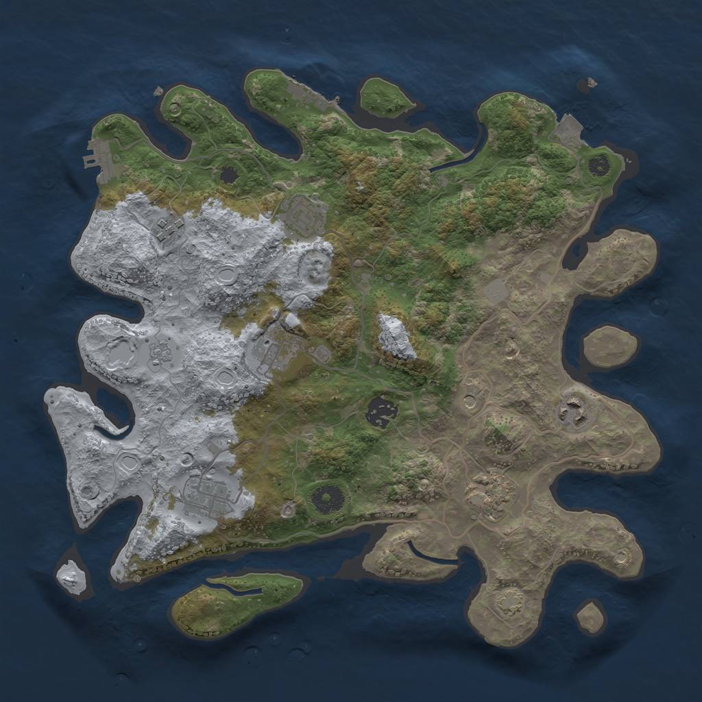 Rust Map: Procedural Map, Size: 3450, Seed: 20427928, 15 Monuments