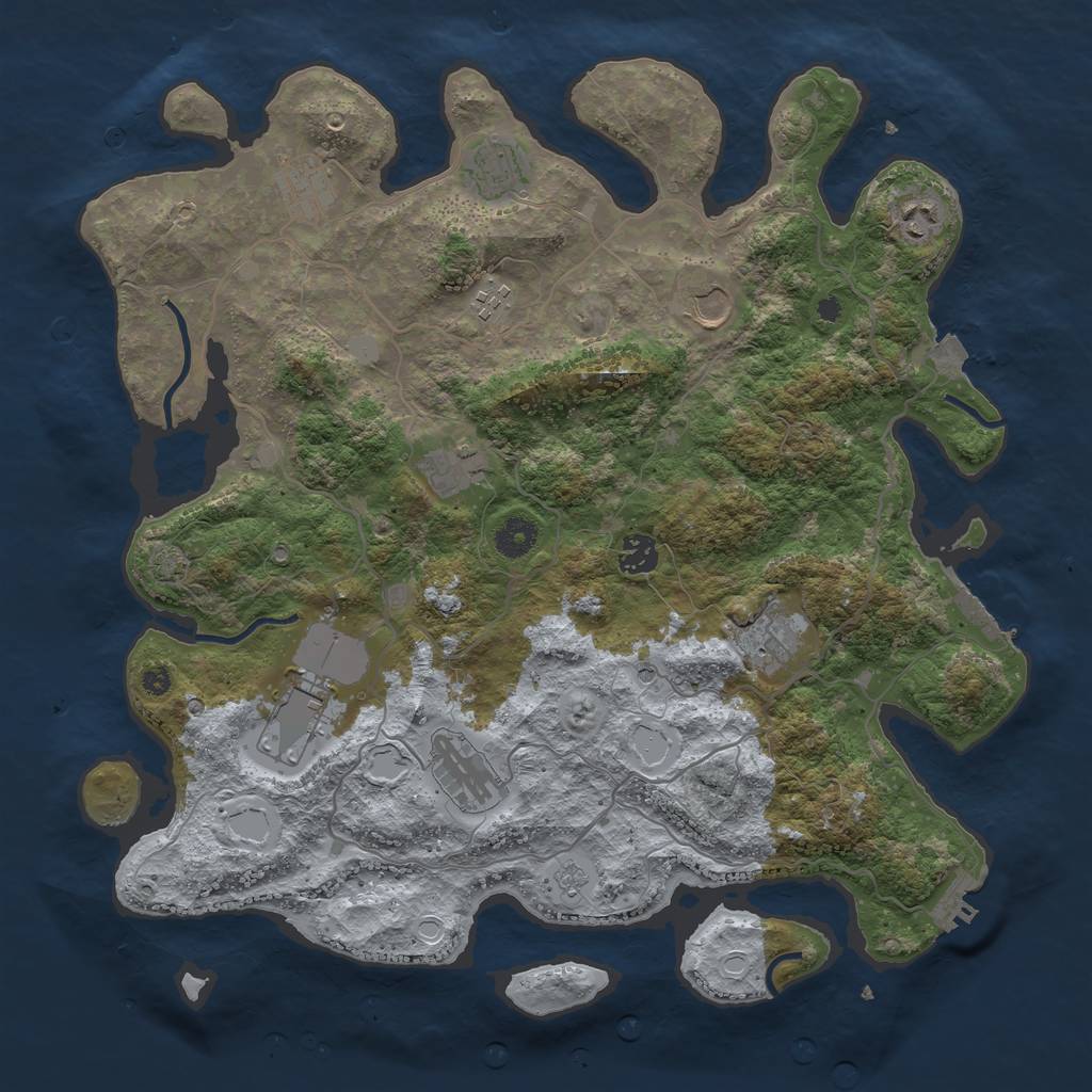 Rust Map: Procedural Map, Size: 4000, Seed: 43262657, 18 Monuments