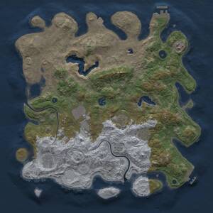 Thumbnail Rust Map: Procedural Map, Size: 4000, Seed: 43262657, 13 Monuments
