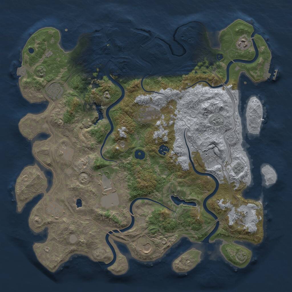 Rust Map: Procedural Map, Size: 4250, Seed: 3665876, 17 Monuments