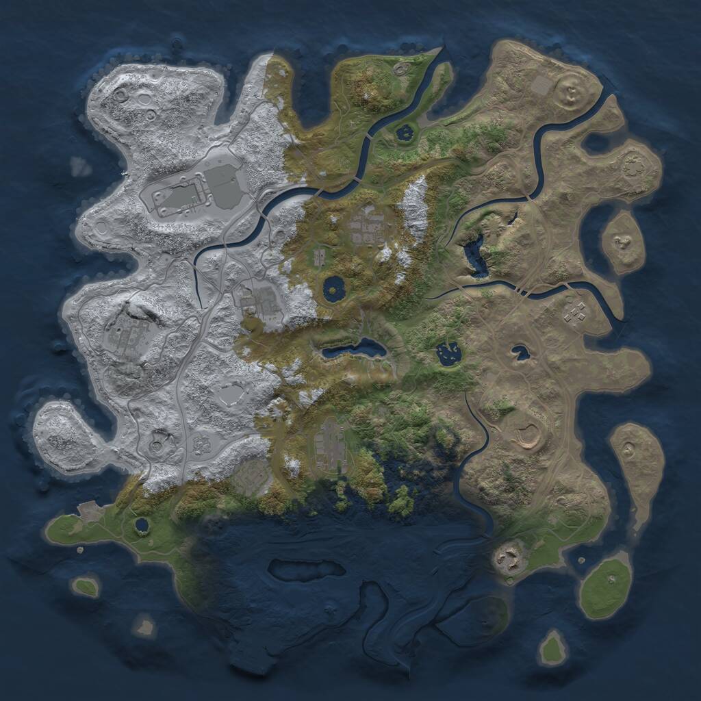 Rust Map: Procedural Map, Size: 4250, Seed: 1220824642, 15 Monuments