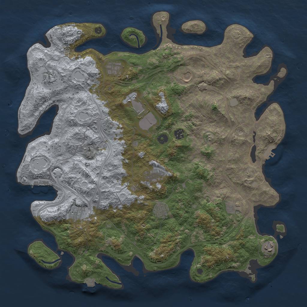 Rust Map: Procedural Map, Size: 4500, Seed: 598459363, 19 Monuments