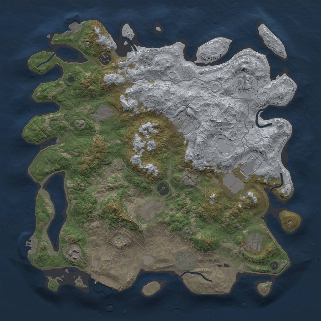 Rust Map: Procedural Map, Size: 4000, Seed: 5588585, 18 Monuments