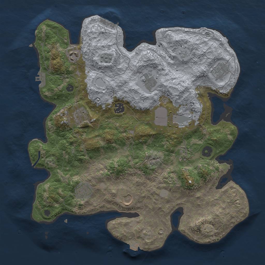 Rust Map: Procedural Map, Size: 3700, Seed: 689173, 17 Monuments