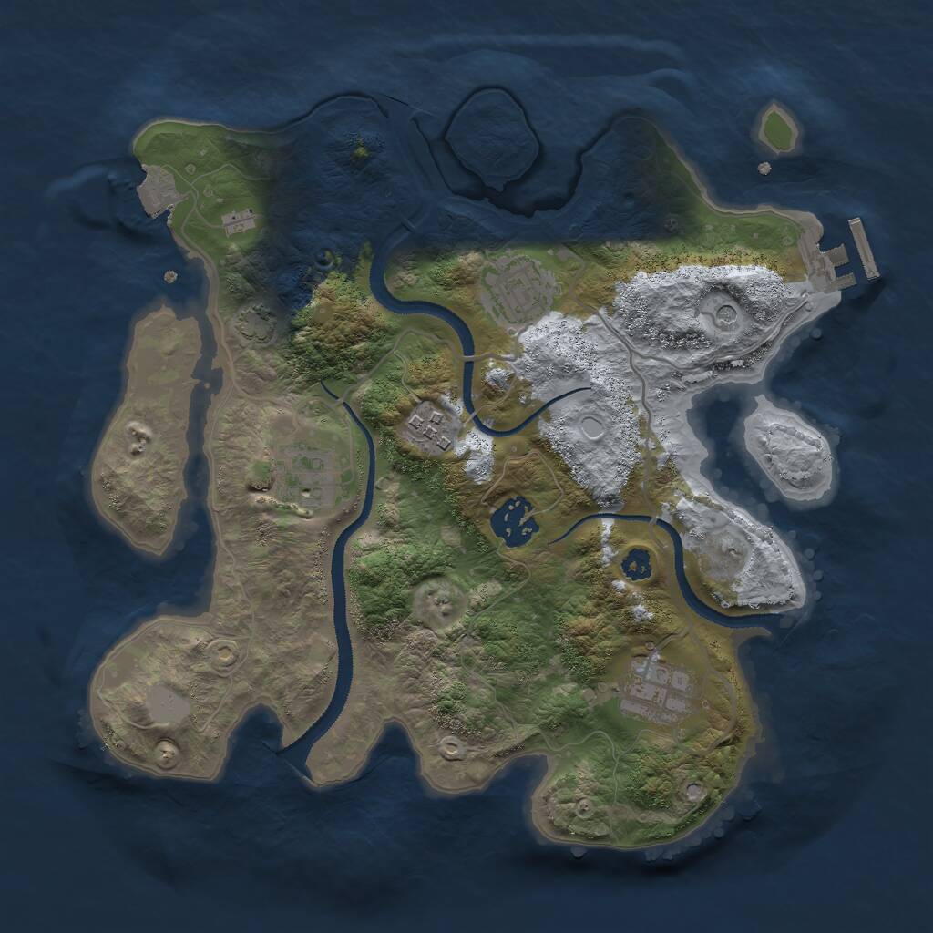 Rust Map: Procedural Map, Size: 3000, Seed: 11423, 9 Monuments
