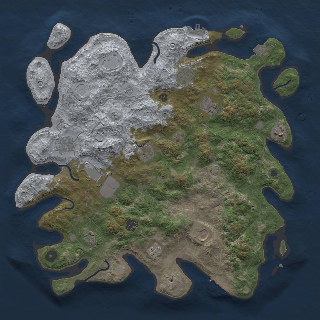 Rust Map: Procedural Map, Size: 4000, Seed: 1375867978, 18 Monuments